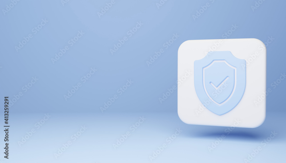 Insurance symbol icon isolated on blue background . 3D Render Illustration