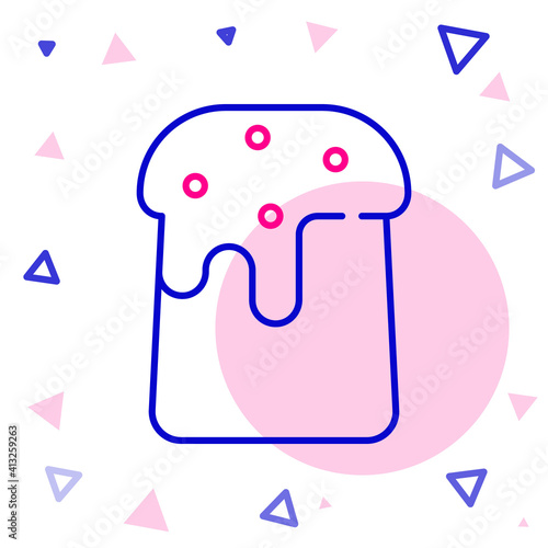 Line Easter cake icon isolated on white background. Happy Easter. Colorful outline concept. Vector Illustration.