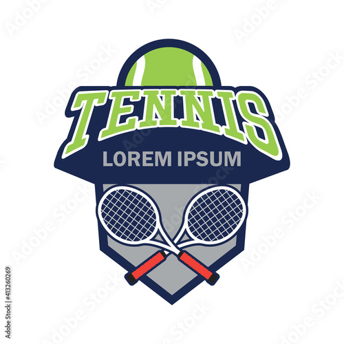 tennis court logo with text space for your slogan tag line, vector illustration