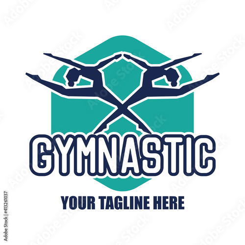 gymnastic sport logo with text space for your slogan tag line, vector illustration