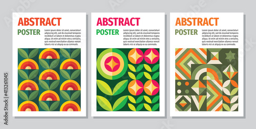 Abstract background nature flower garden concept design. Creative pattern poster set. Geometric banner. Vector illustration. 