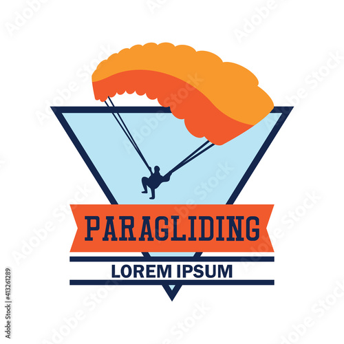 paragliding icon with text space for your slogan tag line, vector illustration