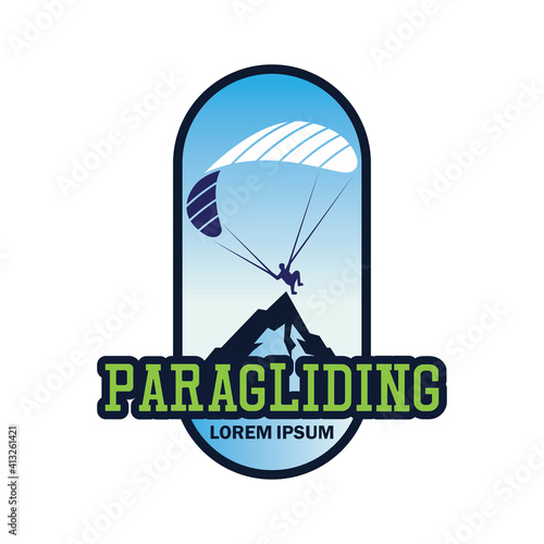 paragliding icon with text space for your slogan tag line, vector illustration