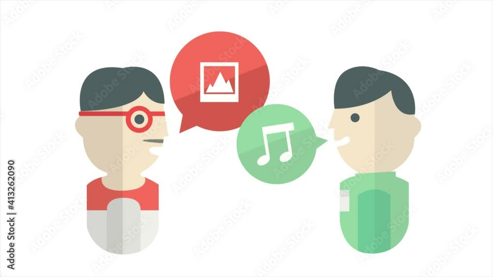 Two people talking about art. Motion design Two people talking about art. Motion design