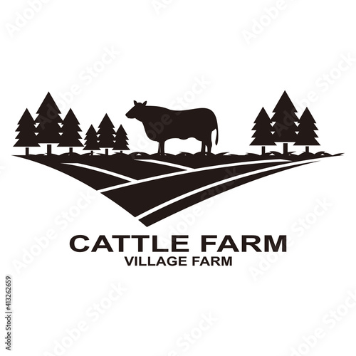 Cattle farm logo  design template vector illustration vector