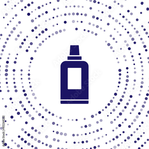 Blue Plastic bottle for laundry detergent, bleach, dishwashing liquid or another cleaning agent icon isolated on white background. Abstract circle random dots. Vector.