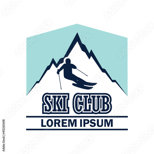 skiing logo with text space for your slogan tag line, vector illustration