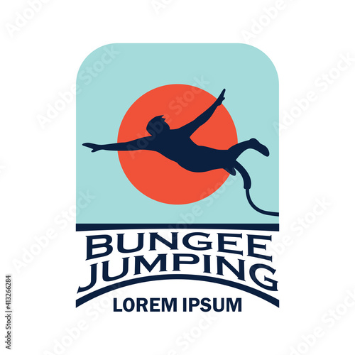 bungee jumping logo with text space for your slogan tag line, vector illustration