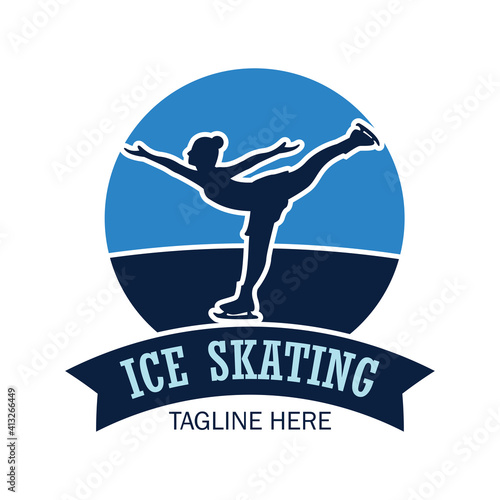 speed skating logo with text space for your slogan tag line, vector illustration