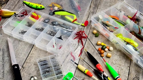 accessories for fishing. selective focus. photo