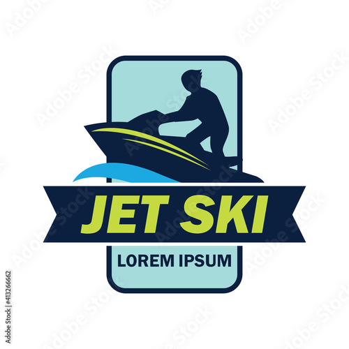 jet ski logo with text space for your slogan tag line, vector illustration