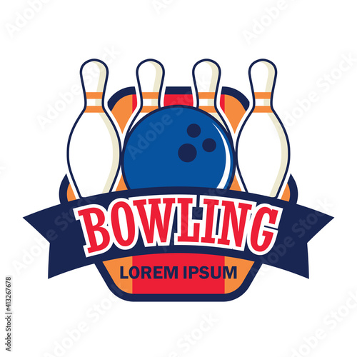 bowling logo with text space for your slogan tag line, vector illustration