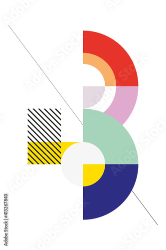 PRINT font collection - Letter B - minimal art, modern bauhaus style for prints