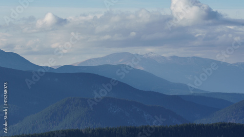 Panoramic view on Karpatian Mountains photo