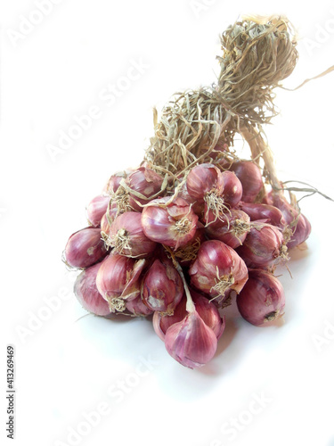 Red onion separately on white background