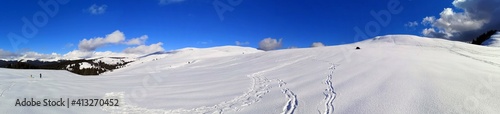 Winter - white landscape in the mountains - panoramic © dianacoman