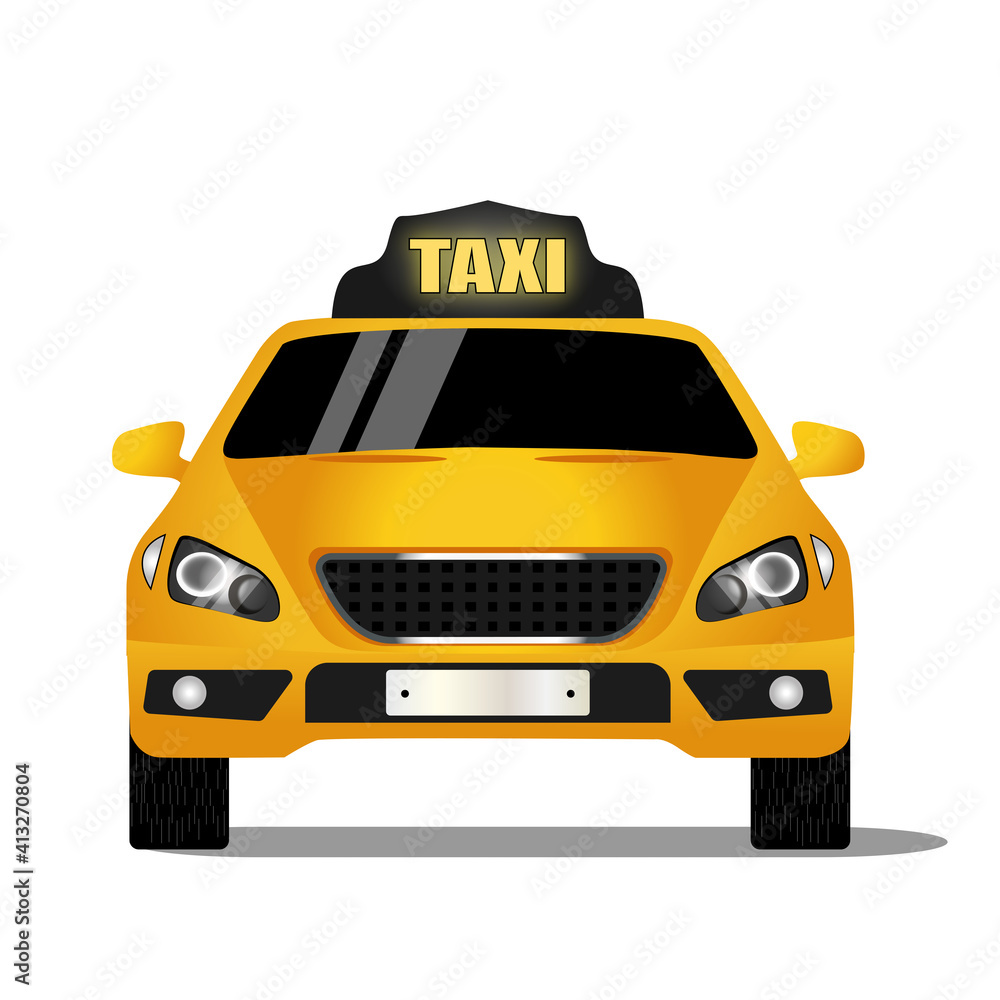 Yellow taxi. Vector icon of a taxi car
Yellow taxi. Vector icon of a taxi car