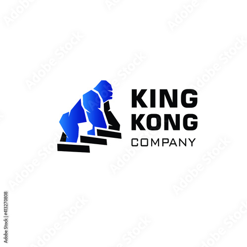 kingkong silhouette of animal logo vector design