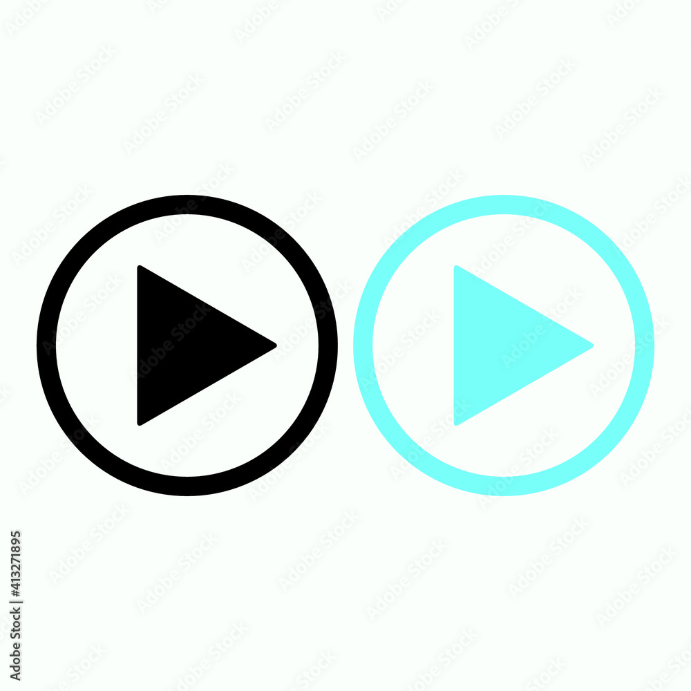 Play button icon in trendy flat style isolated on grey background. Play symbol for your web site design, logo, app, UI. Vector illustration Play button icon in trendy flat style isolated on grey background. Play symbol for your web site design, logo, app, UI. Vector illustration