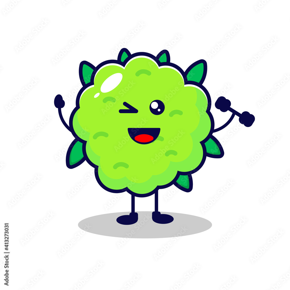 Fototapeta premium Weeds strong cute character illustration