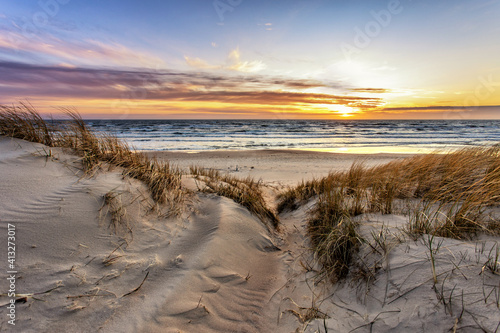Wallpaper Mural Sunset surrounded by dunes by the sea Torontodigital.ca
