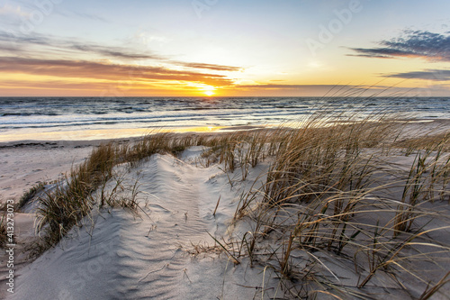 To the sea through the dunes of the sunset