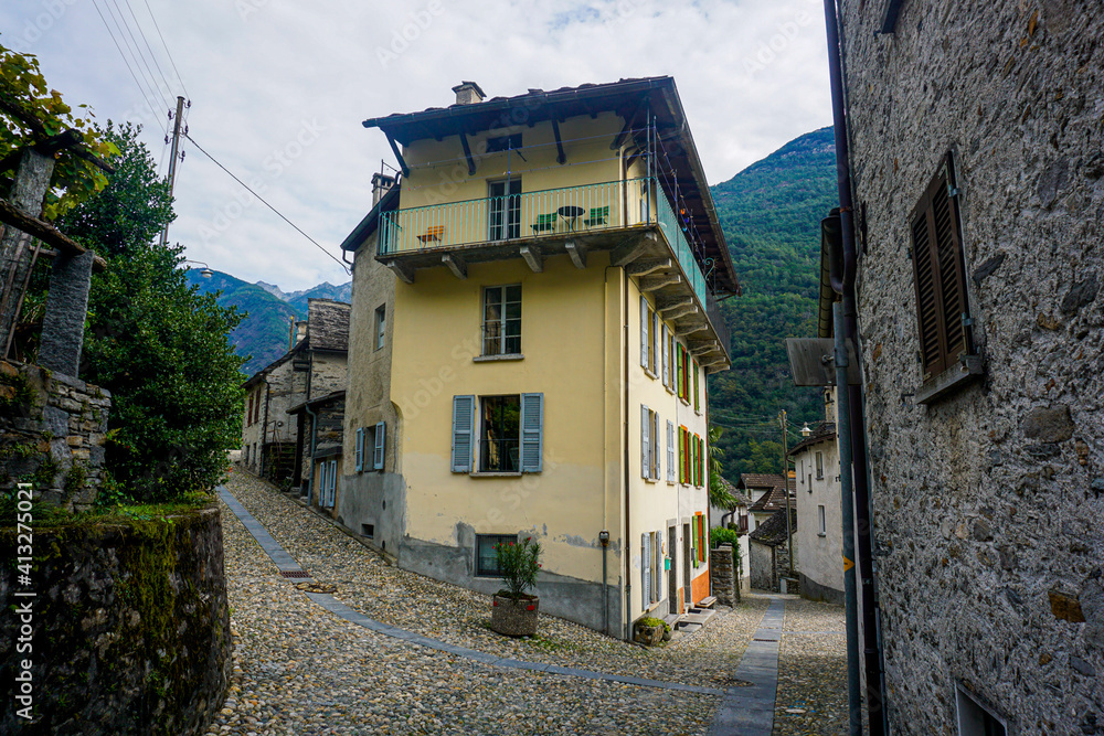 Beautiful scene in the village Lodano, Valle Maggia, Switzerland