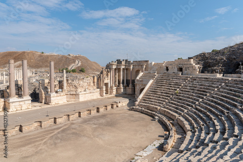 Overview of amphitheater at Bet She'an Israel photo