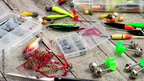 accessories for fishing. selective focus. photo