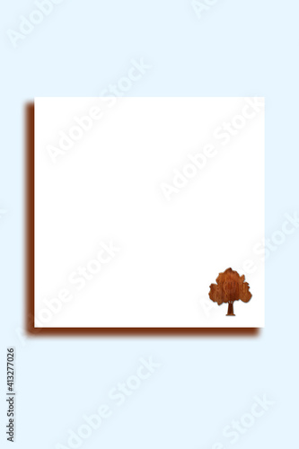 Square invitation card layout with a tree on the template