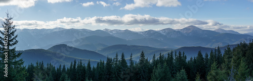 Panoramic view on Karpatian Mountains photo