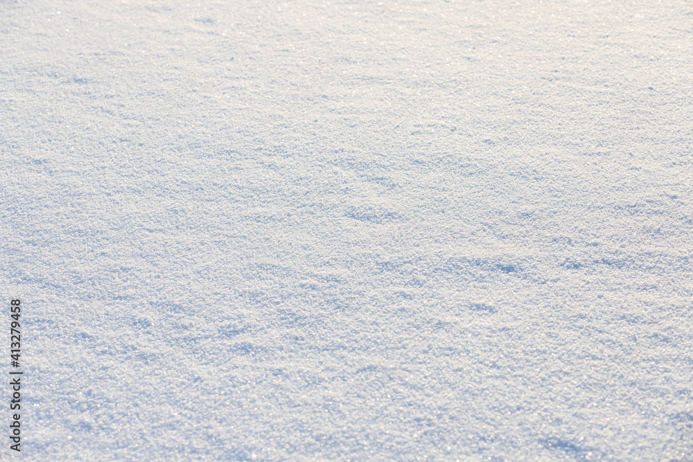 Flat fluffy snowdrift surface at sunny day Flat fluffy snowdrift surface at sunny day