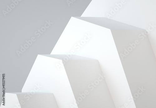 Abstract white geometric installation, 3d render © evannovostro