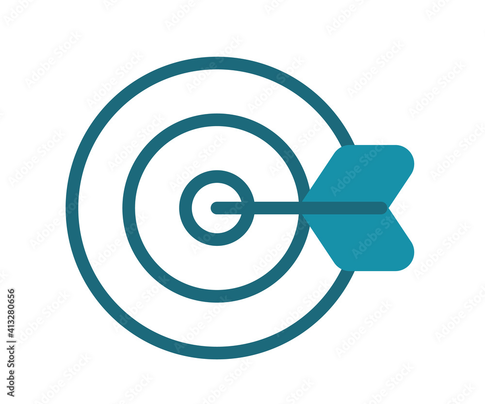 goal objective target single isolated icon with solid line style