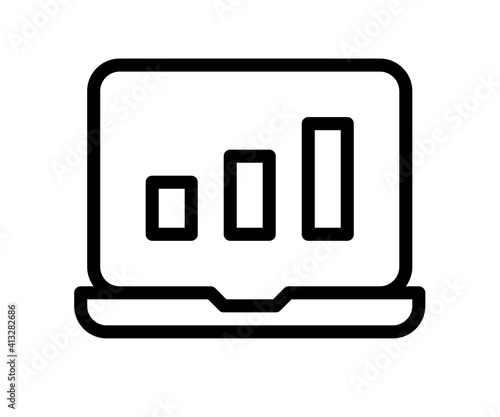 laptop graphic chart single isolated icon with outline line style