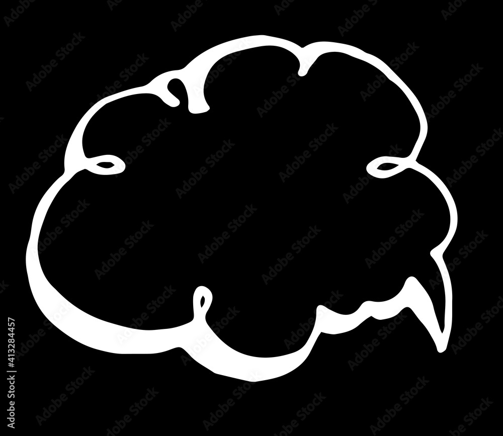 vector isolated element of the speech bubble blank in the doodle style. hand drawn in comic style bubble speech white outline on black background spiral line for design template with empty space for t vector isolated element of the speech bubble blank in the doodle style. hand drawn in comic style bubble speech white outline on black background spiral line for design template with empty space for t