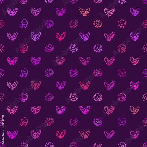 Abstract background Seamless hand drawn heart and polka dot