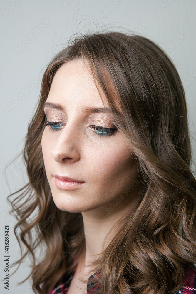portrait of a white girl with crystal blue eyes and medium brown hair portrait of a white girl with crystal blue eyes and medium brown hair