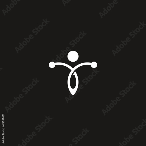 Human Tech Icon Logo Illustration, Abstract  man logo design vector