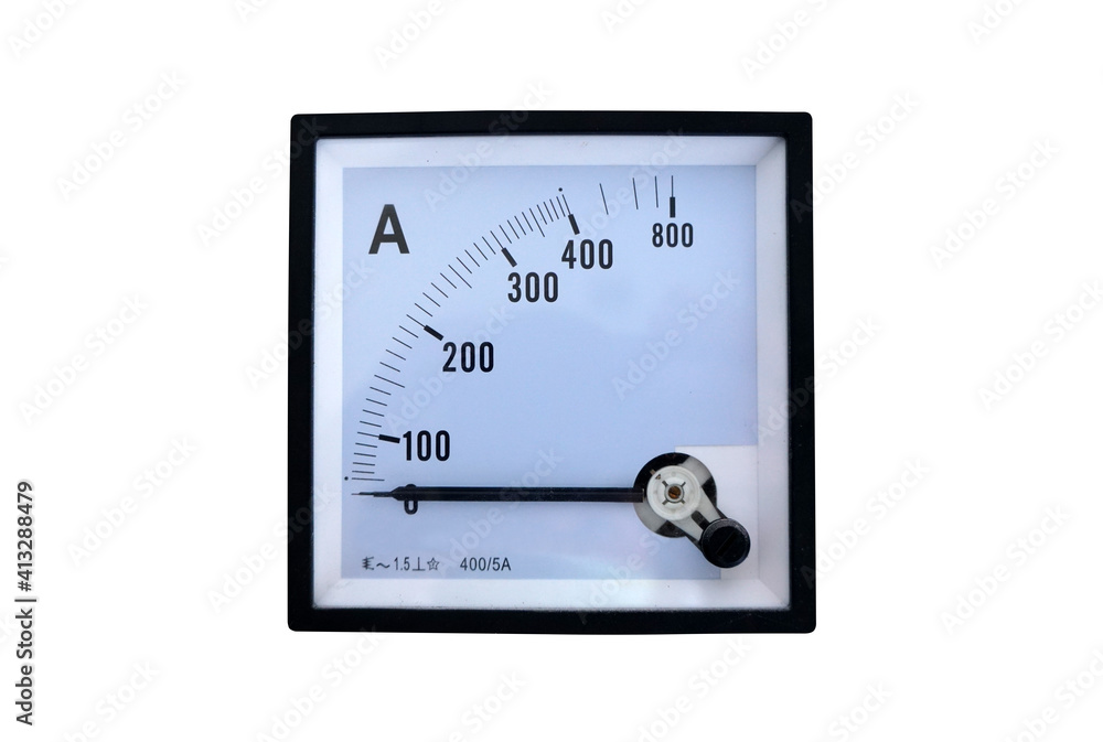 The white scale of analog ammeter with zero position of the indicator, isolated on white background. The white scale of analog ammeter with zero position of the indicator, isolated on white background.