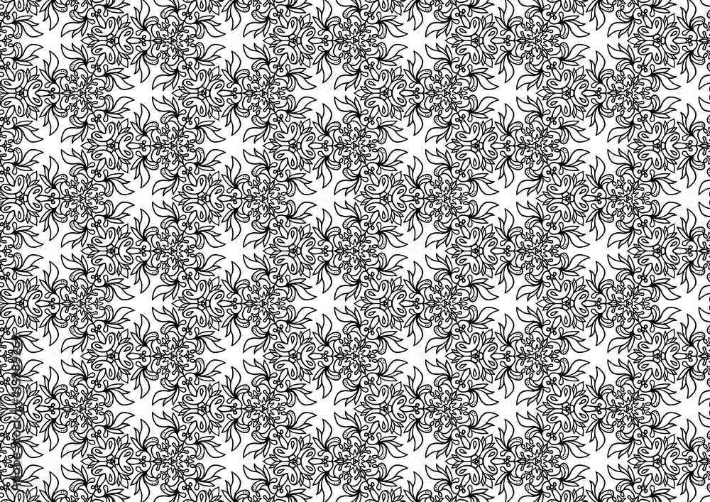 Blue Mosaic  Background. Black Morocco Seamless. Monochrome Mediterranean Decor. Grey Winter Pattern. Tile Seamless. White Holiday Background. Xmas Background. Abstract Decor.