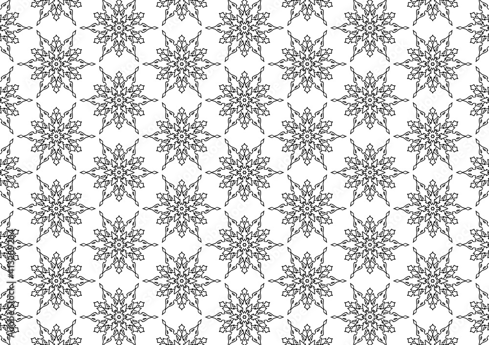 Monochrome Tile Seamless. Grey Moroccan Design. Black Arabic Illustration. White Holiday Background. Morocco Seamless. Blue Xmas Background. Winter Pattern. Abstract Wallpaper.