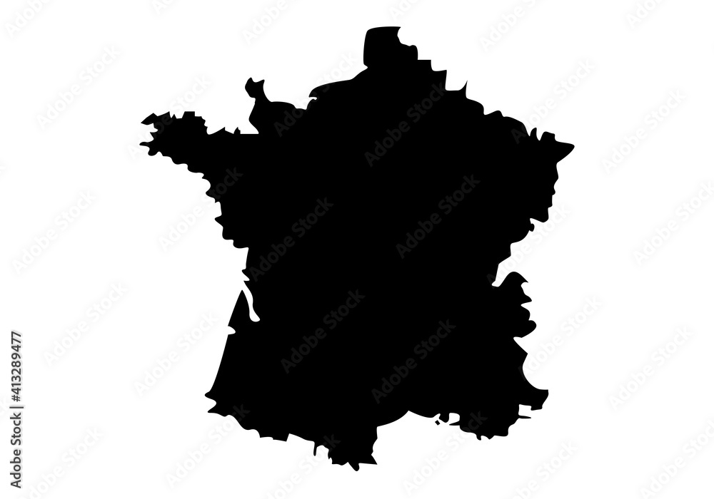 Silueta negra de Francia sobre fondo blanco