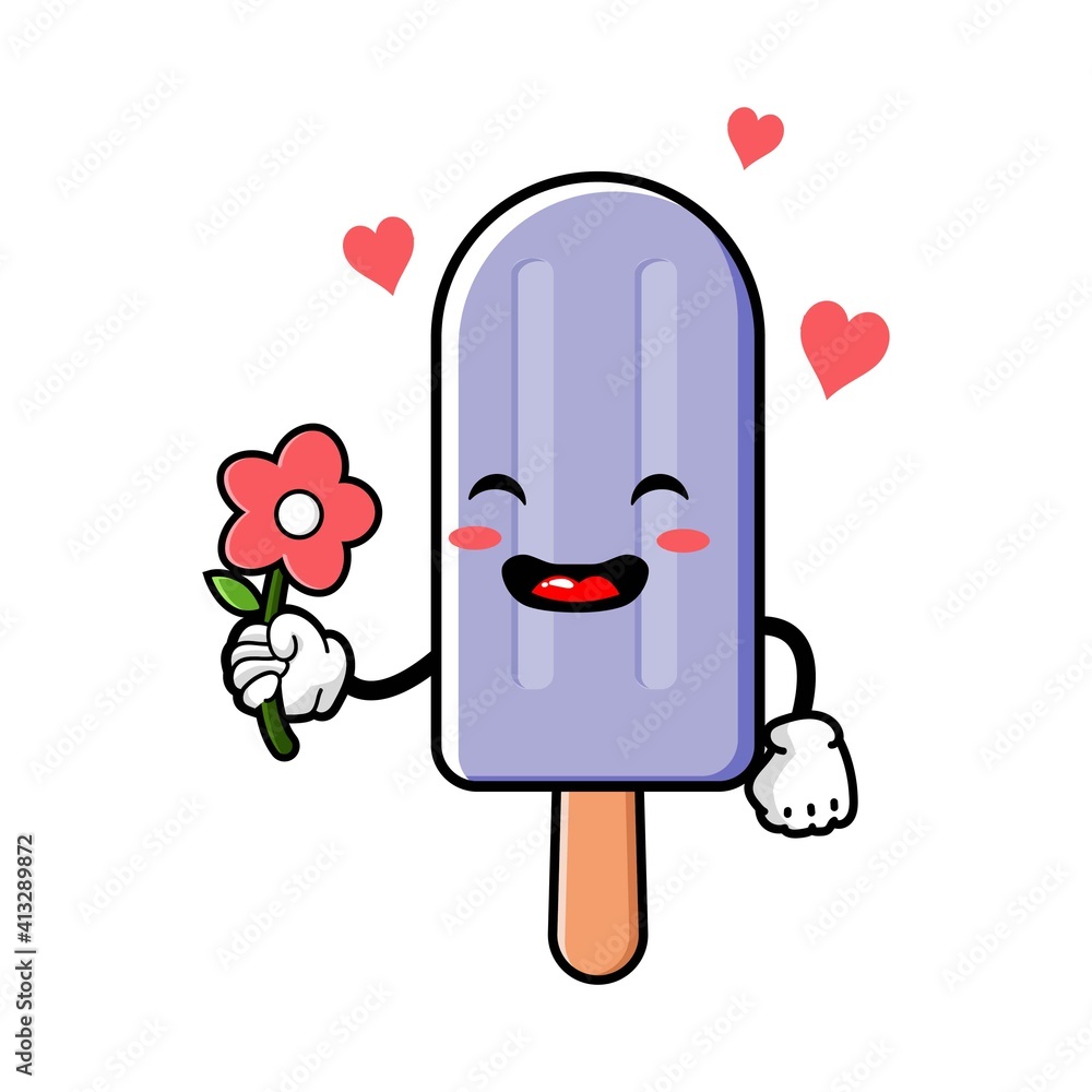 Fototapeta premium cute ice cream cartoon mascot character