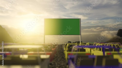 3d render animated Open air, outdoor or drive-in cinema theater