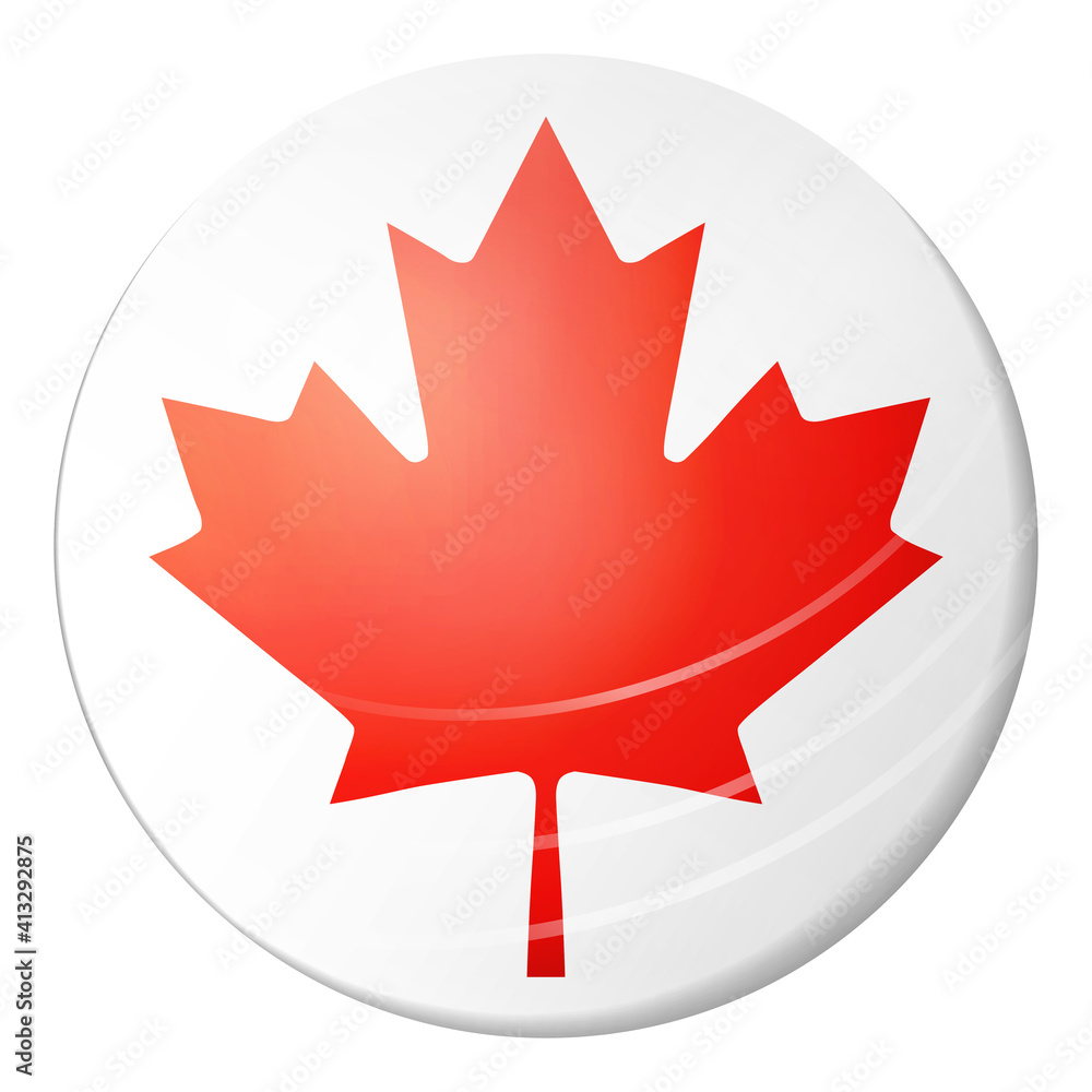 Glass light ball with flag of Canada. Round sphere, template icon. Canadian national symbol. Glossy realistic ball, 3D abstract vector illustration highlighted on a white background. Big bubble. Glass light ball with flag of Canada. Round sphere, template icon. Canadian national symbol. Glossy realistic ball, 3D abstract vector illustration highlighted on a white background. Big bubble.