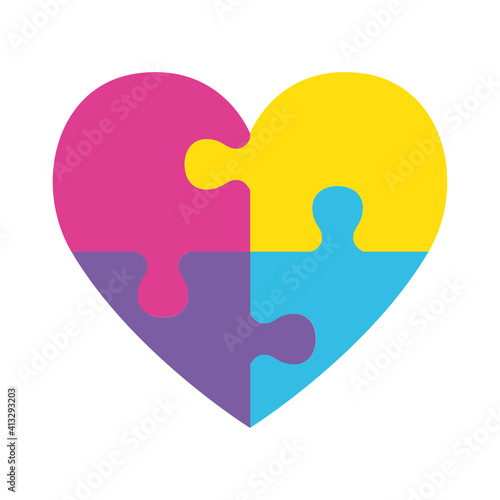 heart with puzzle game piece vector illustration design