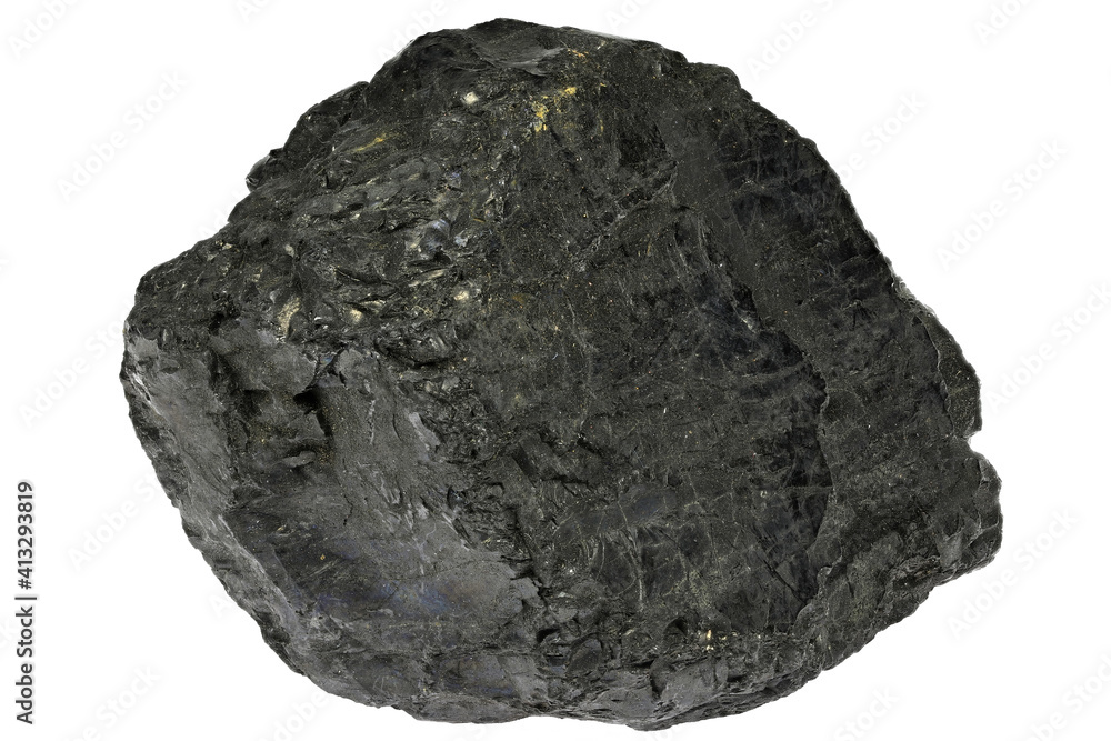 anthrazite coal from Ibbenburen, Germany isolated on white background