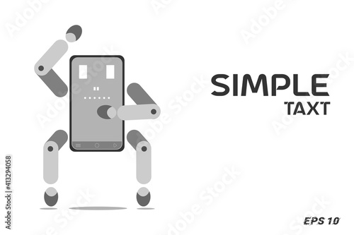 Flat illustration, smartphone with a robot shape. Eps 10. photo