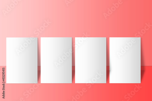 white and grey with red-orange light Wall background for multiply long product presentation with room 